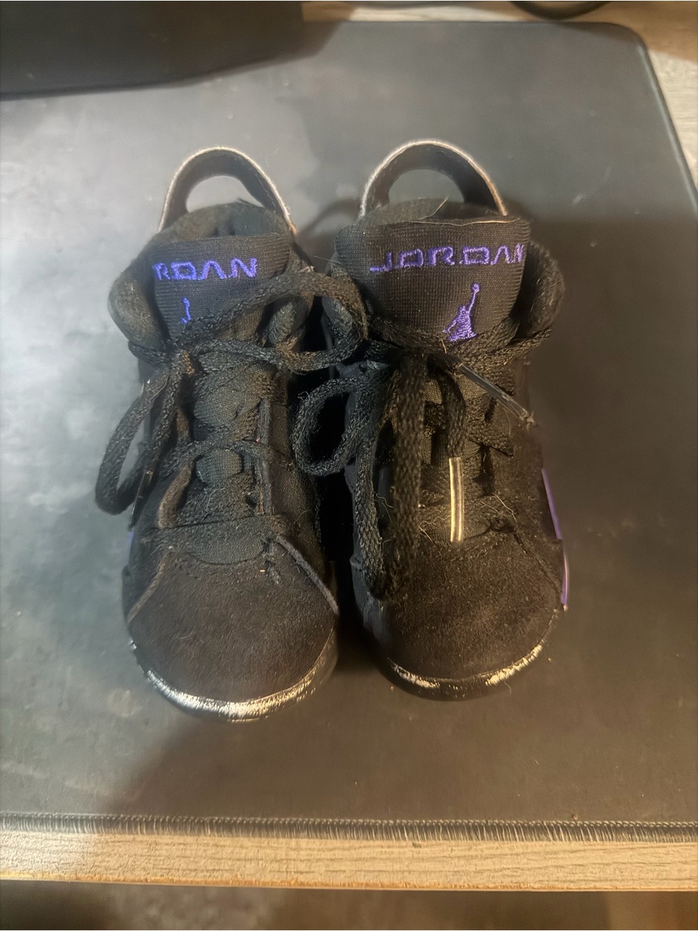 Jordan Kids' Black Sneakers with Purple Accents